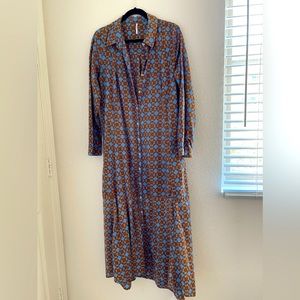 FREE PEOPLE Little Daisy Shirt Dress - Blue M